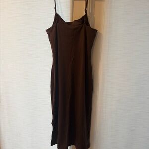 AYR Now or Never Brown Slip Dress
